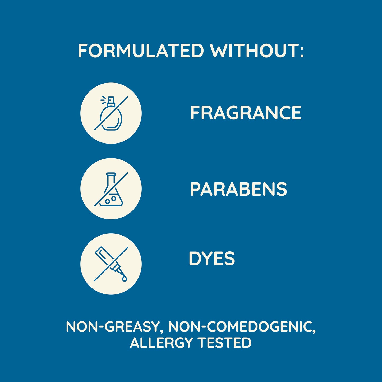 Non-greasy body cream is allergy tested, non comedogenic, & free of fragrances, parabens, & dyes.