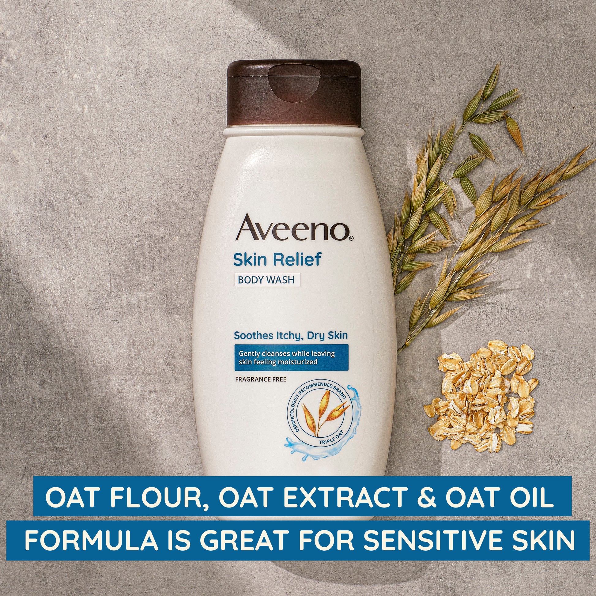 Oat flour, oat extract, and oat oil formula is great for sensitive skin