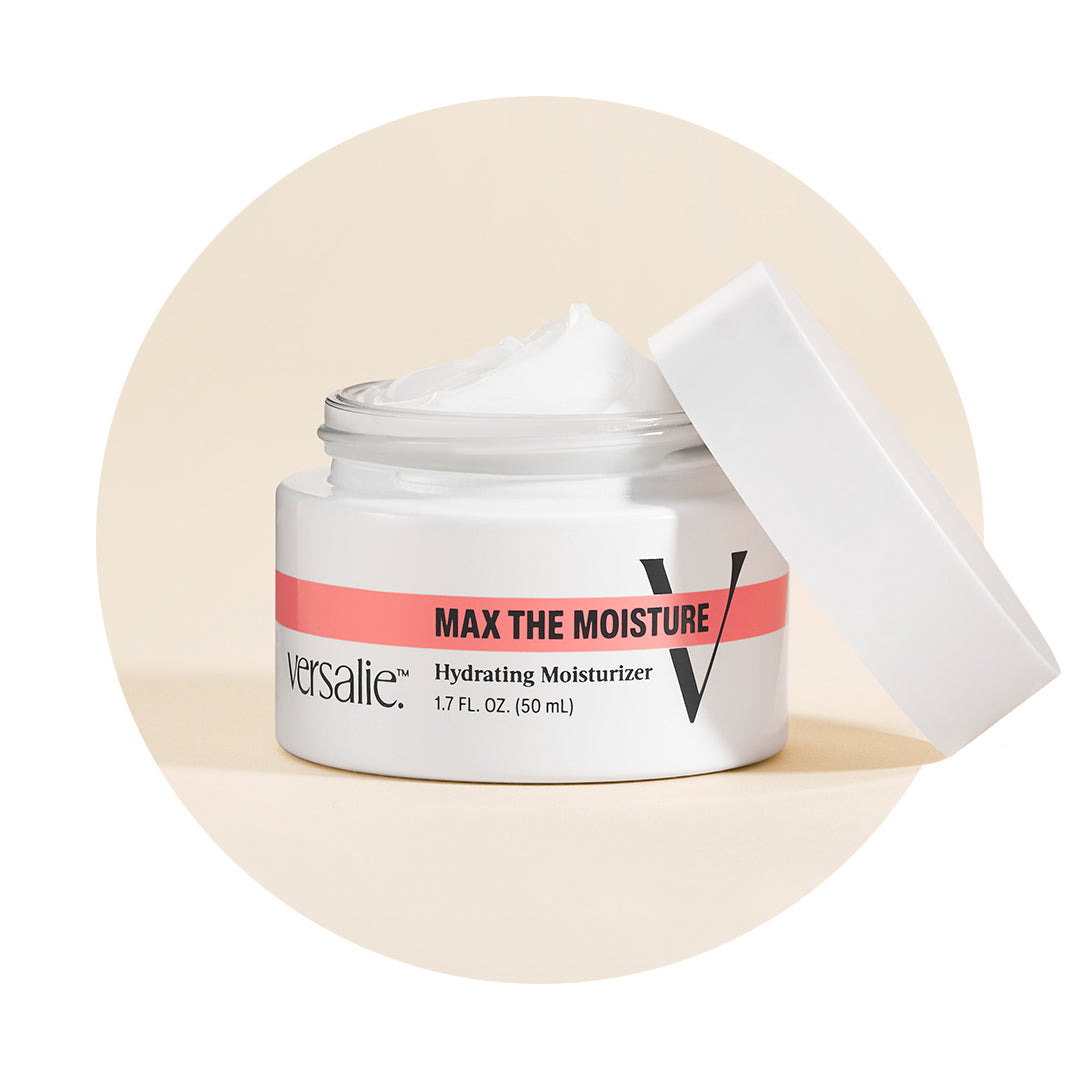Jar of MAX THE MOISTURE Hydrating Facial Moisturizer with hyaluronic acid from Versalie Skincare