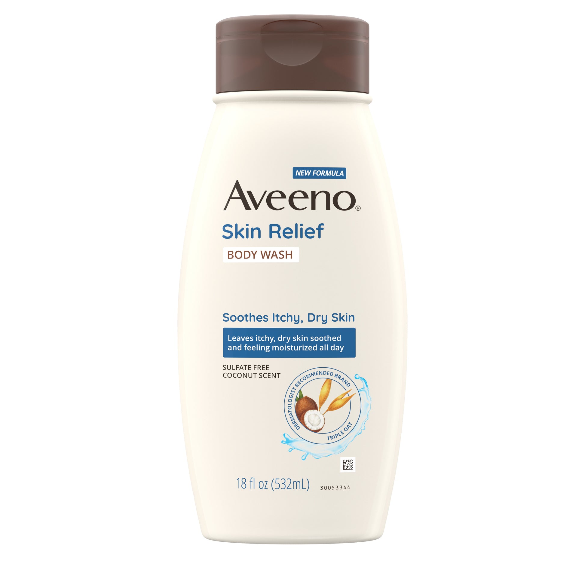 Aveeno Skin Relief Coconut Scented Daily Body Wash for sensitive skin soothes itchy, dry skin.
