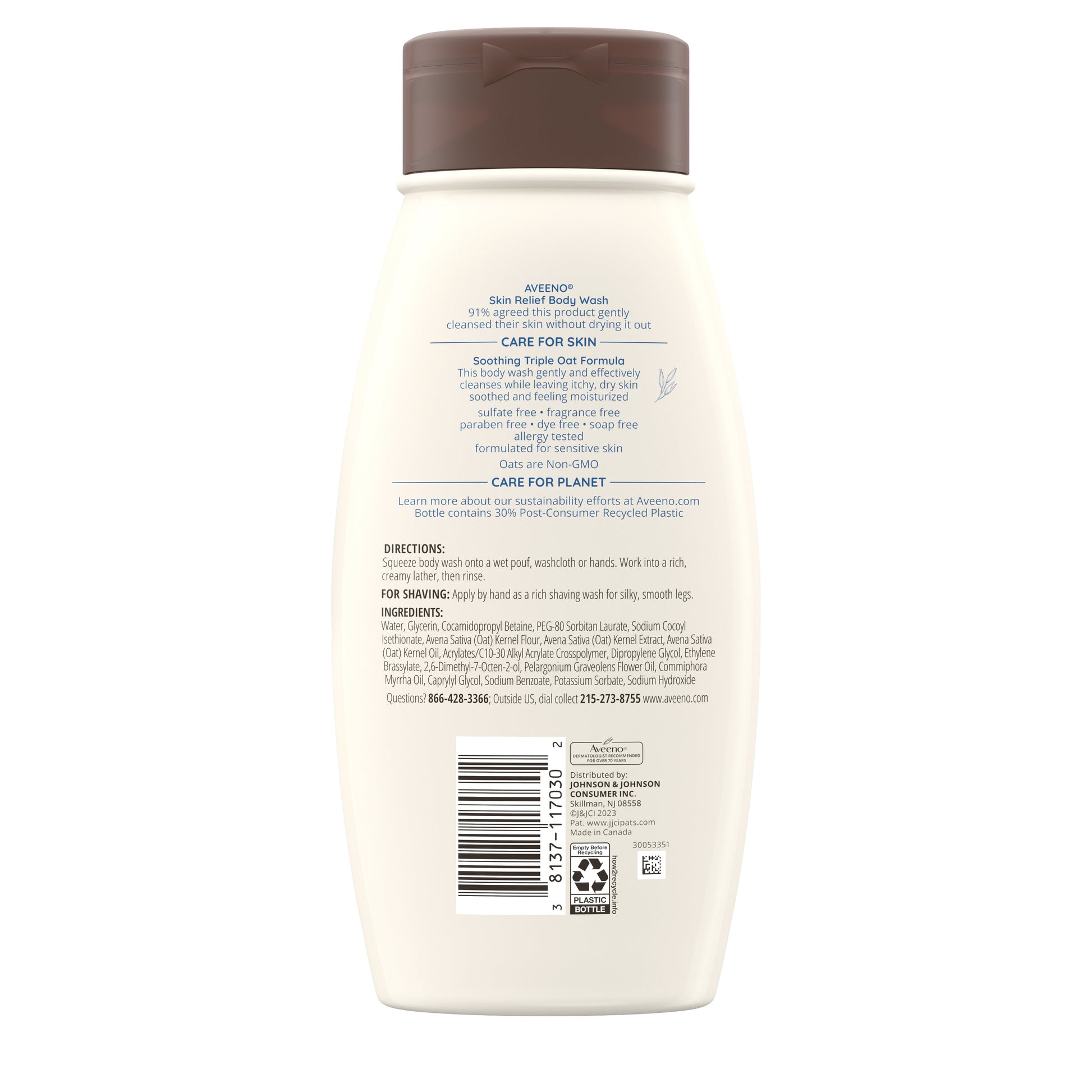 This sulfate free body wash is made with a soothing Triple Oat formula and formulated for sensitive skin.