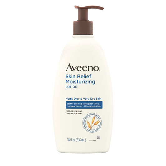 Aveeno Skin Relief Fragrance Free Moisturizing Body Lotion to help heal & relieve very dry skin.