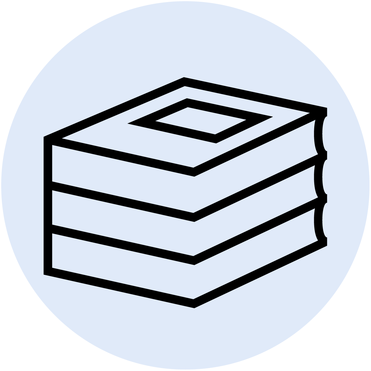 Icon displaying a stack of books